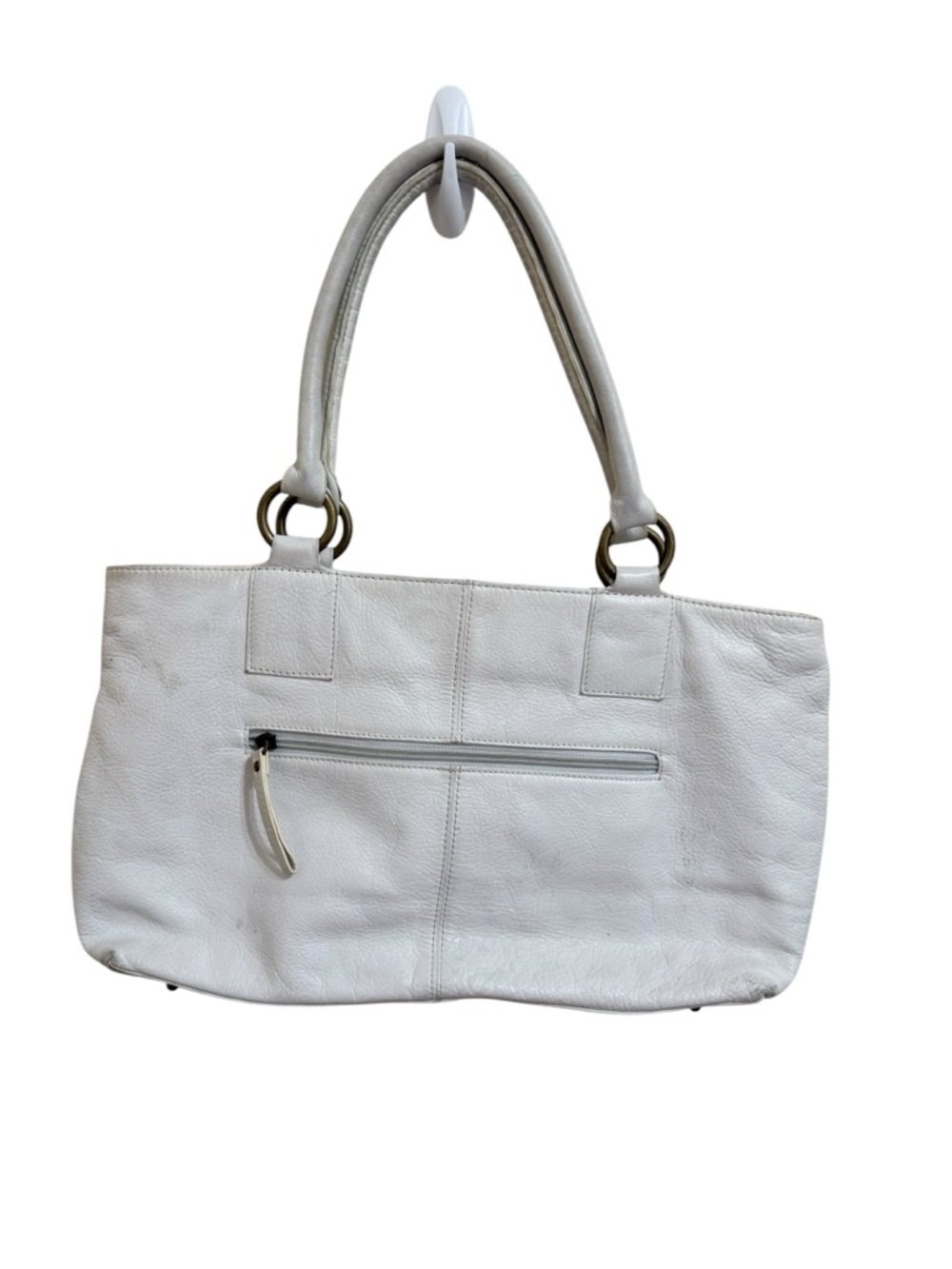 HOBO Classic White Leather Tote Handbag
